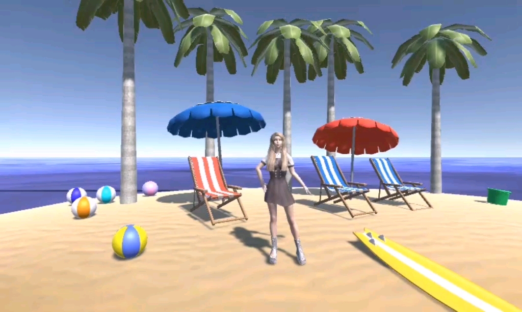 沙滩美女彩球冲浪板