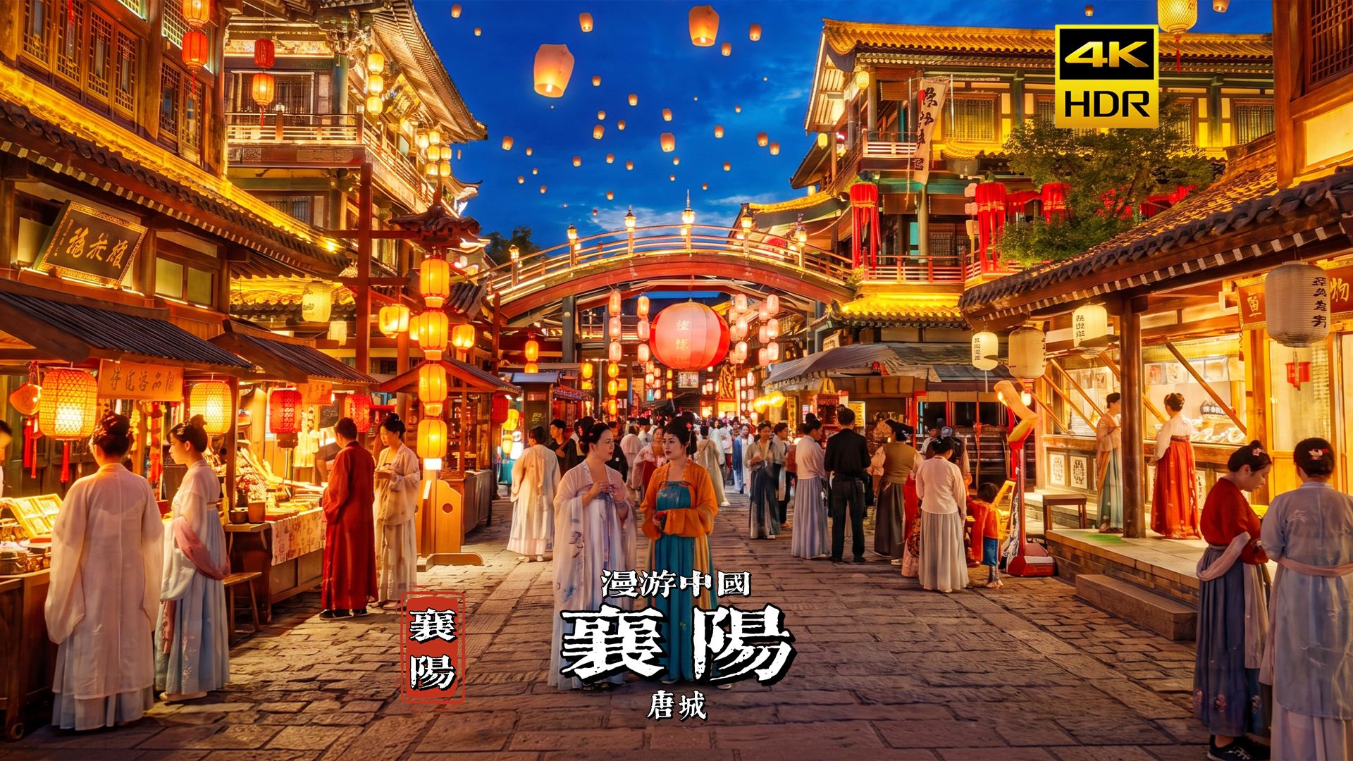 [4K HDR] 一夜梦回大唐！带你走进古装电影里的世界 | 漫游中国 | 襄阳 唐城 | 云旅行 沉浸式 漫步 旅行 Pocket4p
