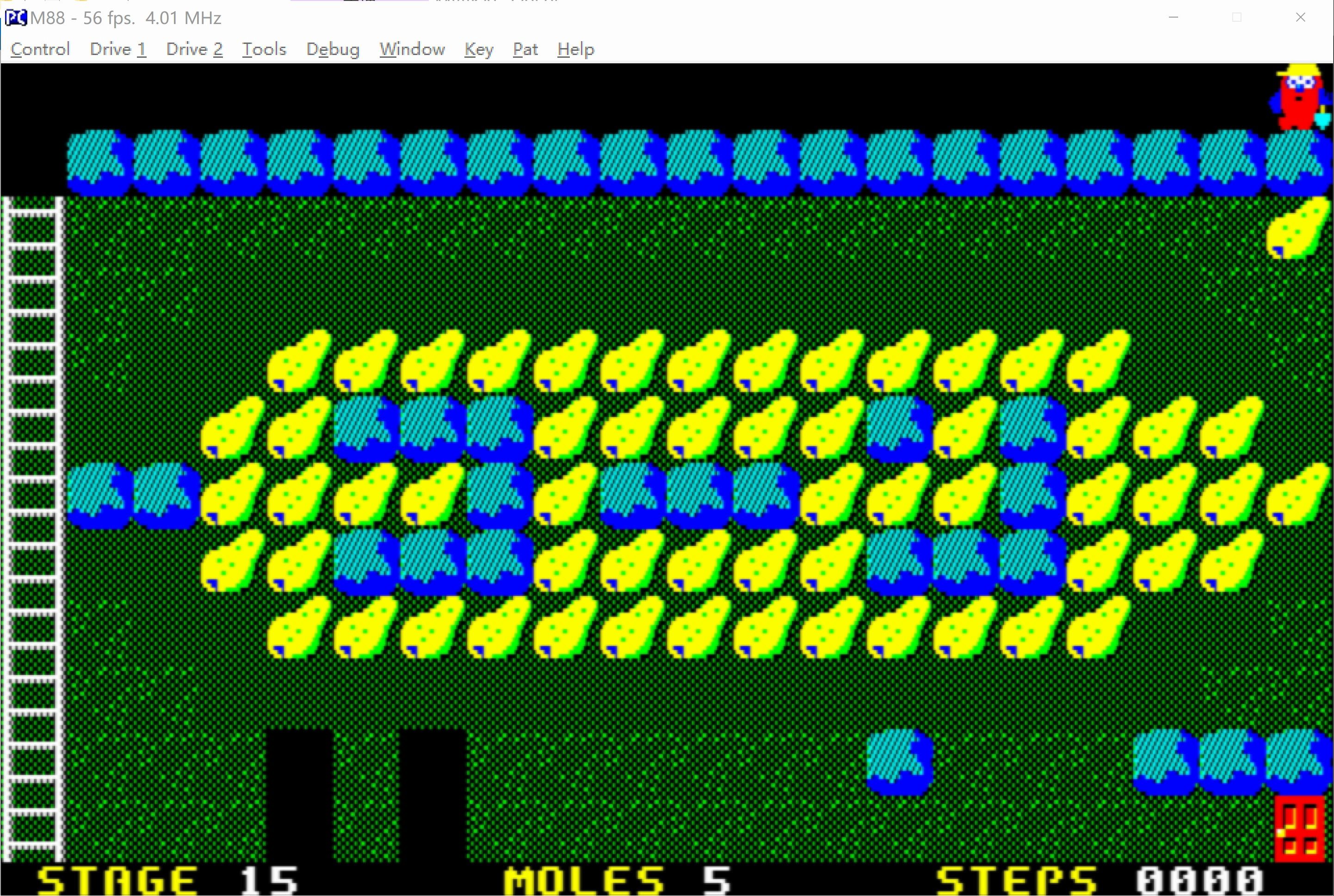 mole mole2第15关(pc88,1986年4月)难易度:易 ,附下一关预告,有兴趣的