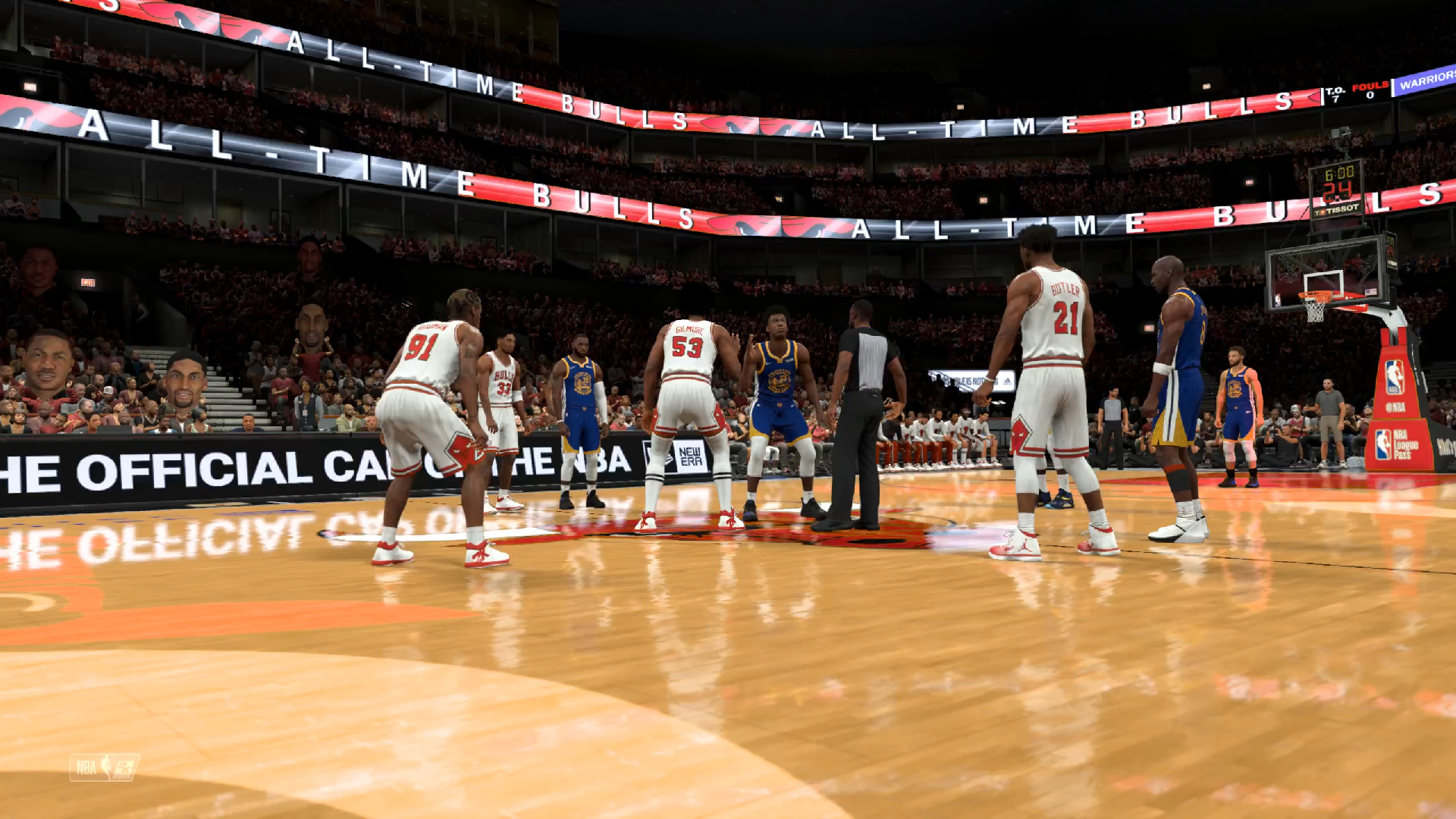 nba新赛季常规赛第26场 金州勇士vs 公牛历史最强阵容 乔丹受伤惜败