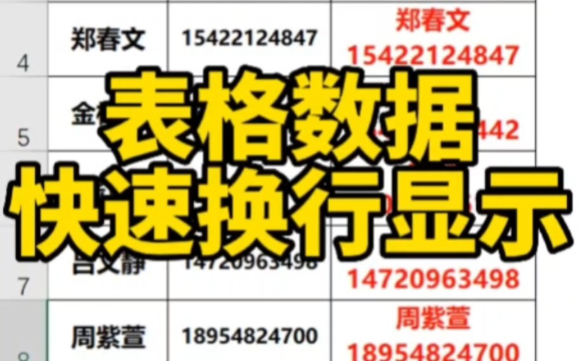 Excel表格快速换行