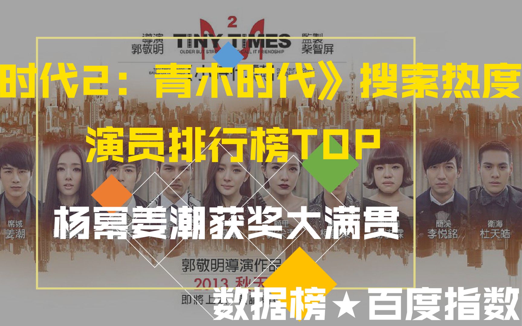 [图]《小时代2：青木时代》演员热搜榜，杨幂姜潮获奖大满贯，排名你认可么？萌新UP主不做标题党！