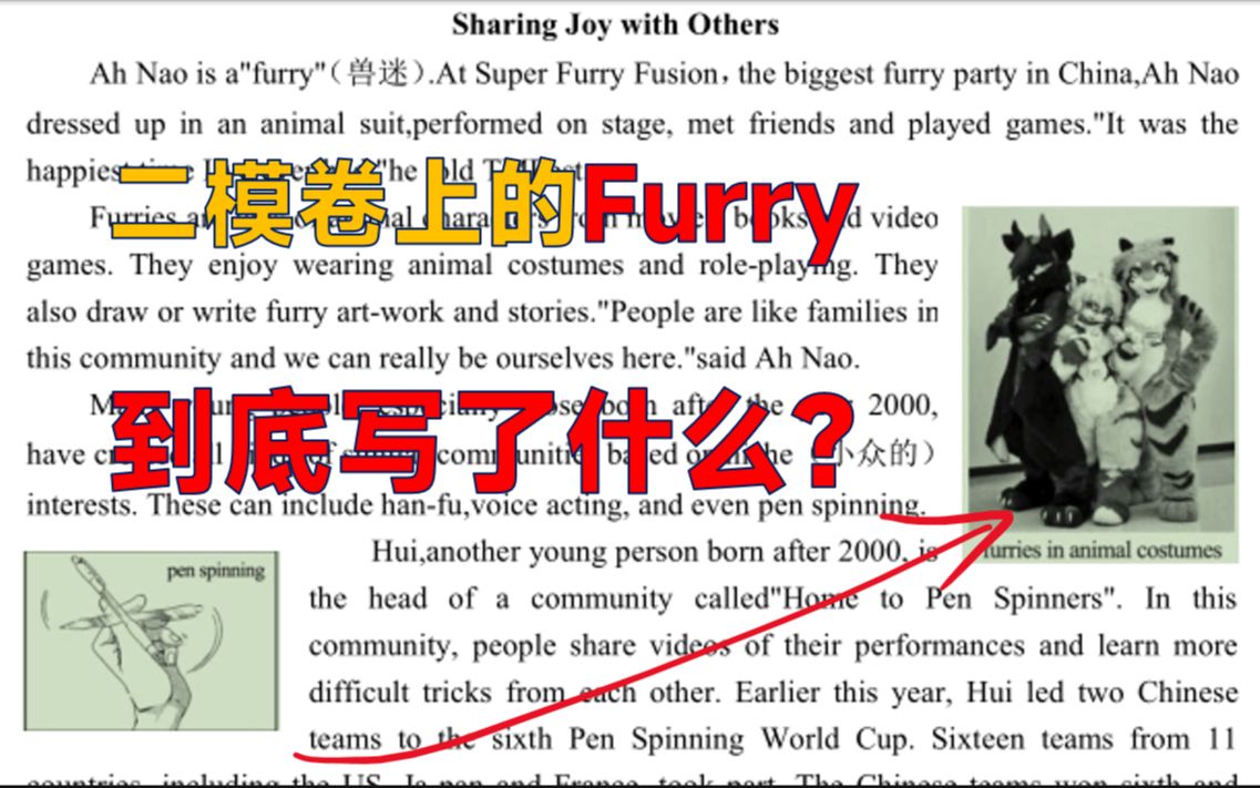 北京二模试卷的Furry英语阅读理解题,详细分析+翻译哔哩哔哩bilibili