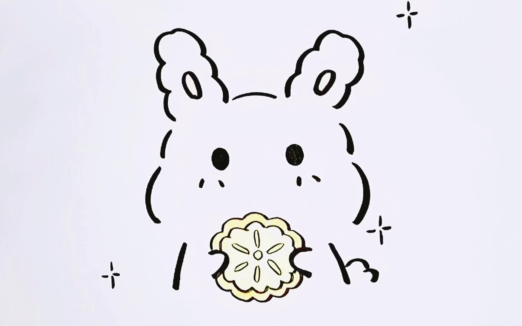 简笔画:中秋佳节可爱的小兔子吃月饼.愿家兴百合,月圆人圆事事圆满