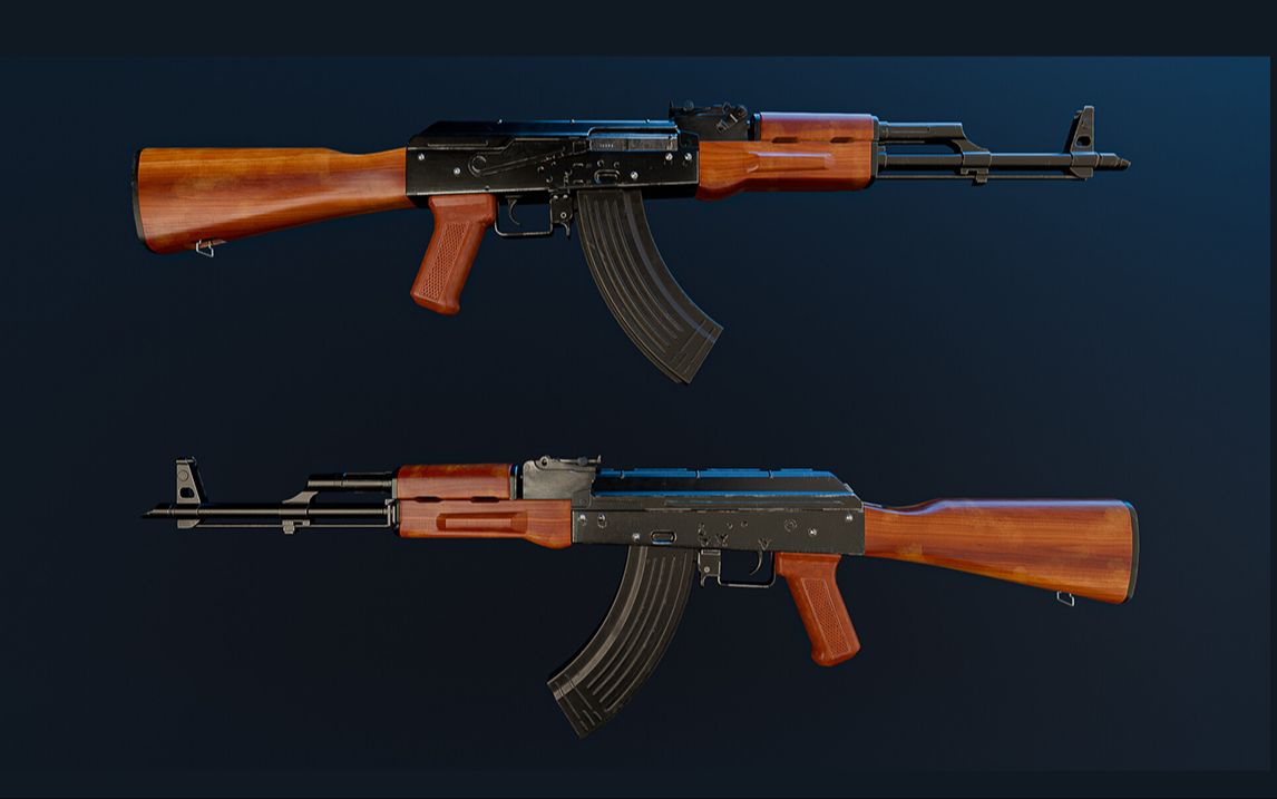 【3dmax武器建模】次世代游戏武器ak模型制作,零基础入门案例讲解