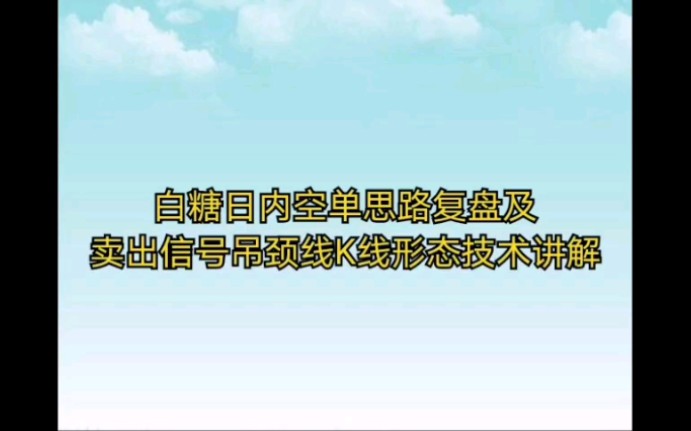 白糖日内空单思路复盘及卖出信号吊颈线K线形态技术讲解哔哩哔哩bilibili