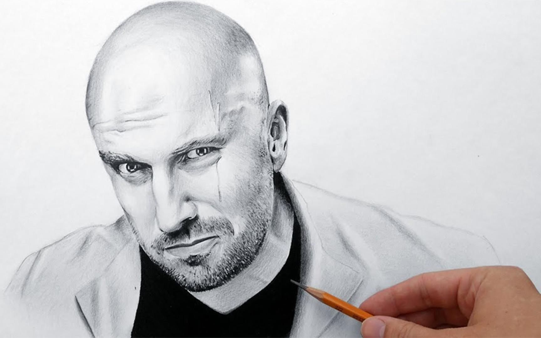 如何把"光头"画出质感?俄罗斯画家素描外国男明星,值得一学