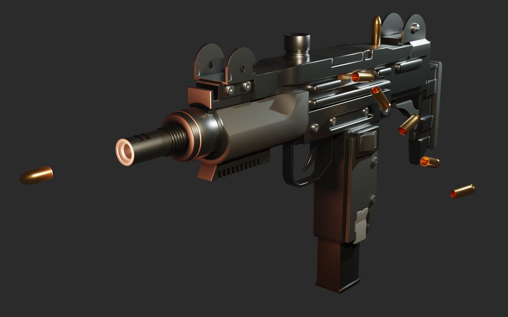 blender日常:uzi 枪支3d建模