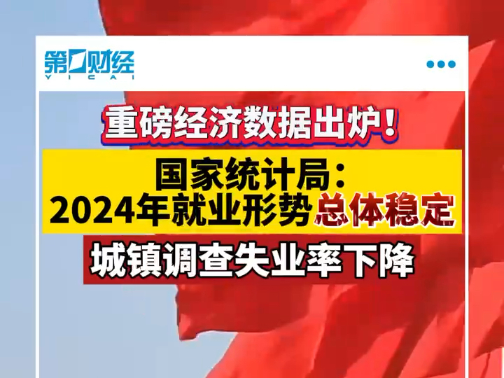 国家统计局:2024年就业形势总体稳定 城镇调查失业率下降哔哩哔哩bilibili