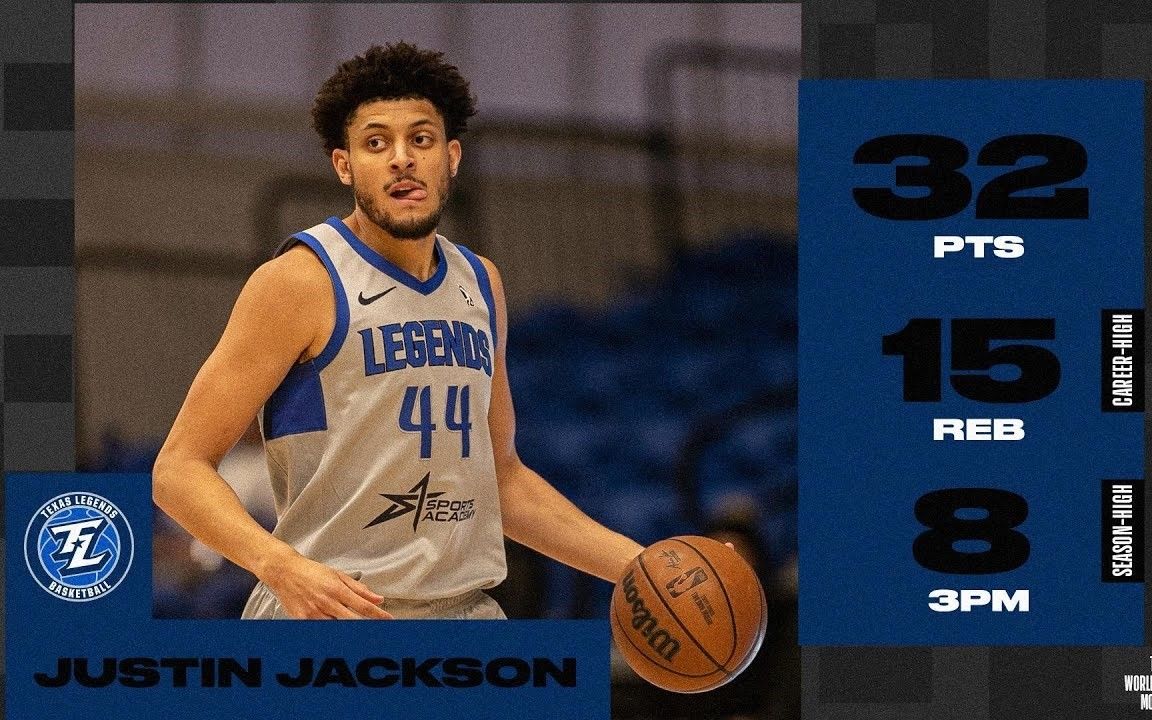 【G League】前北卡五星前锋美国国家队常客Justin Jackson贾斯廷ⷦ𐥅‹逊在G联盟投进8记三分砍下32分15板的两双数据!全场集锦!!!哔哩哔哩...