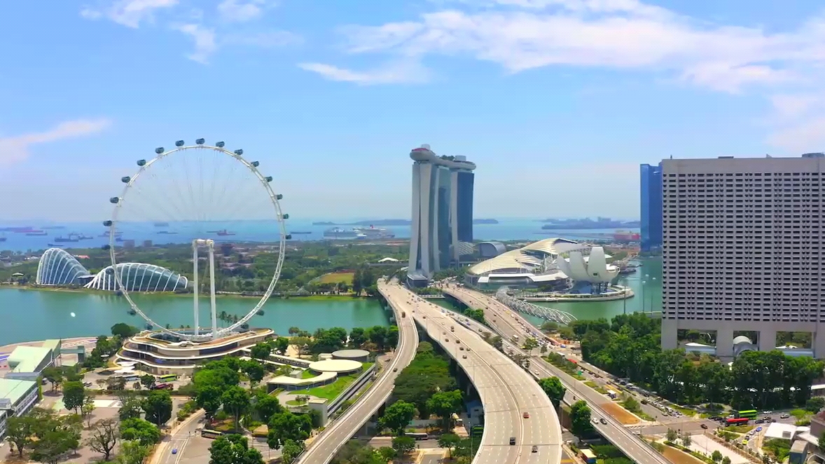 4航拍新加坡城市夜景