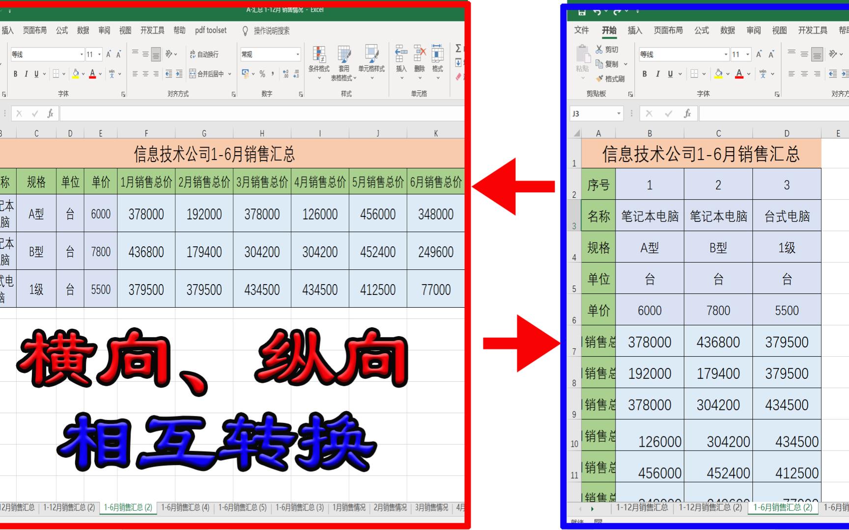 Excel表格横排转竖排、竖向变横向两步搞定,横向纵向转换超简单哔哩哔哩bilibili