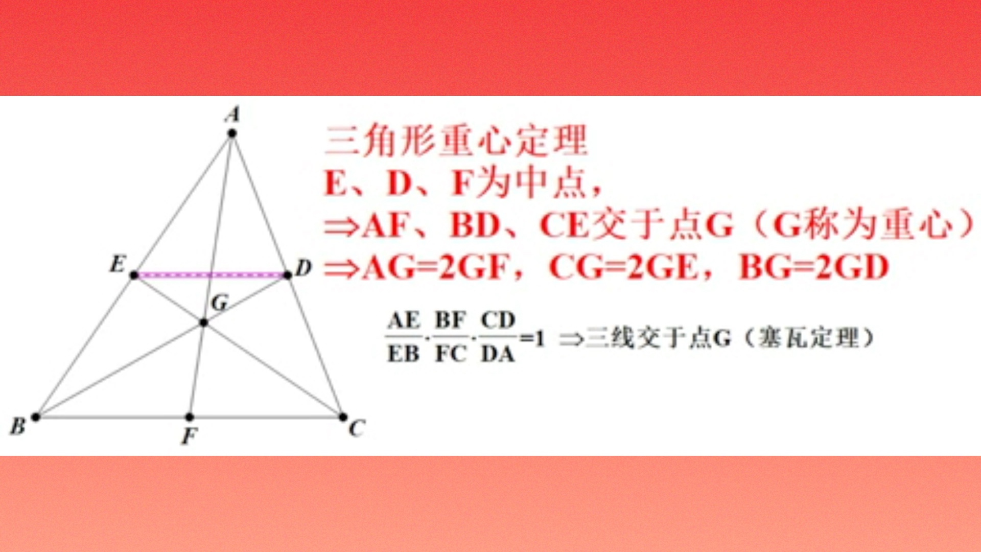 数学常识26三角形重心定理中线的交点为重心