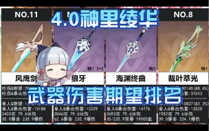 Download Video: 【原神】4.0神里绫华武器伤害期望排名(不可冻结),新锻造武器海渊终曲表现如何？绫华武器伤害对比。