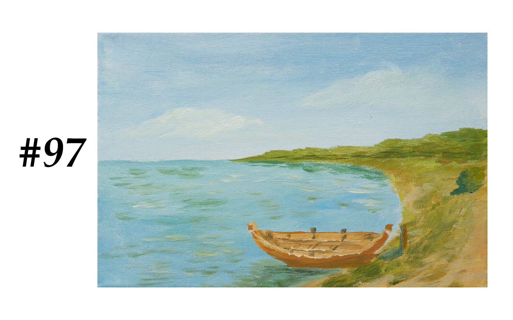 【philo art】每日一画 #97 停靠在岸边的小船 | 丙烯画