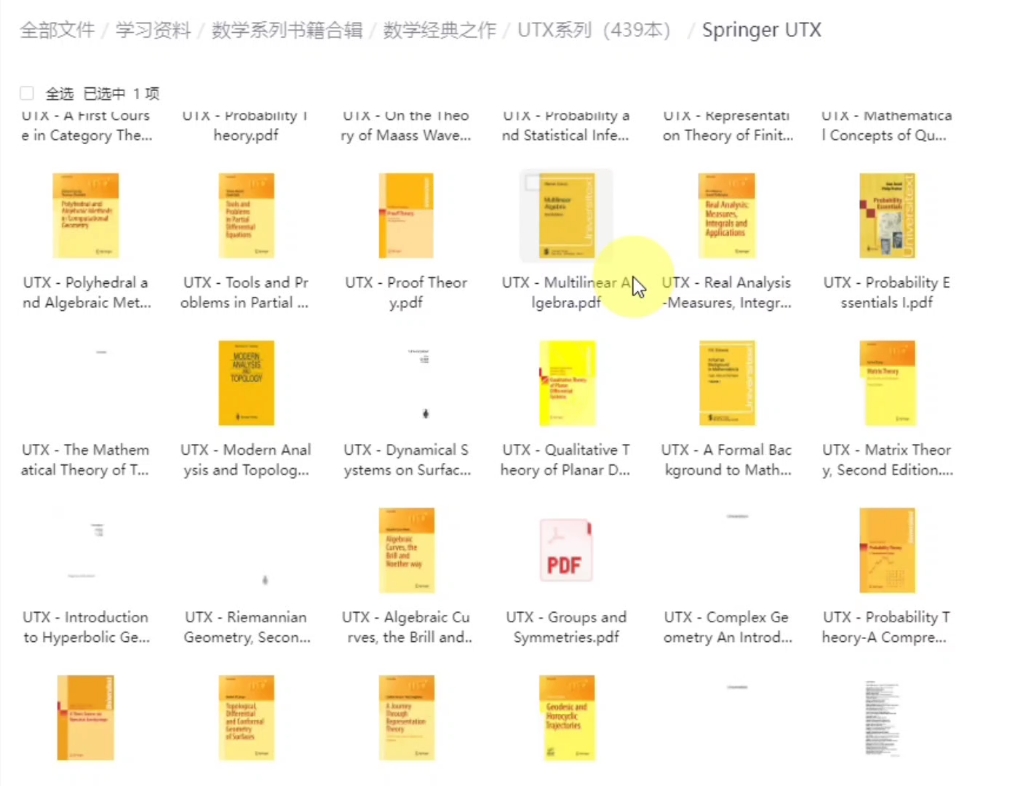 [图]UTX系列（439本）国外数学教材PDF分享