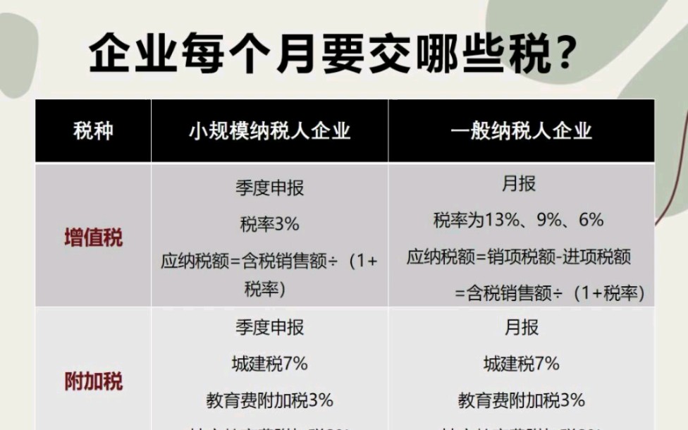 企业每个月要交哪些税?哔哩哔哩bilibili