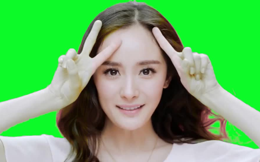 (美女明星绿幕)杨幂卖萌
