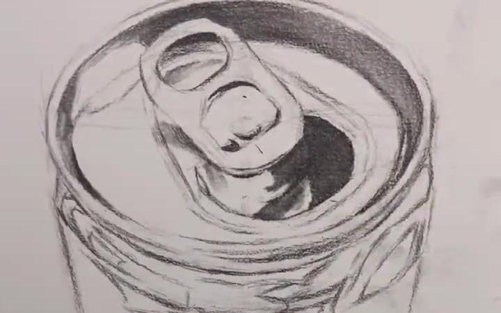 素描易拉罐绘画步骤教学素描可乐零基础学画画_哔哩哔哩_bilibili