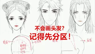 【皮皮芥课堂03】不会画头发？那是你不会分区！_蓝铅笔快乐学画