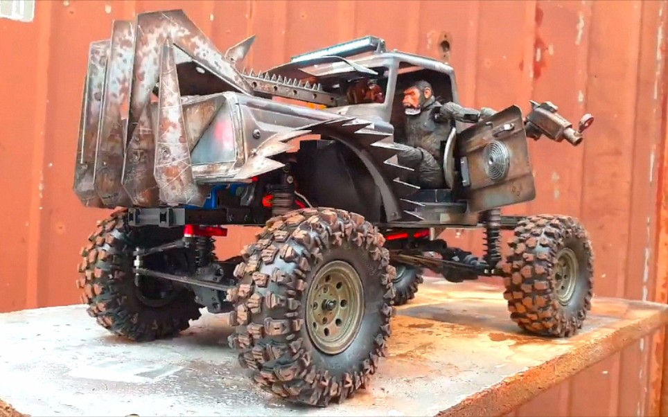 改装展示废土风格猿人卡车爆改rc遥控大脚皮卡车