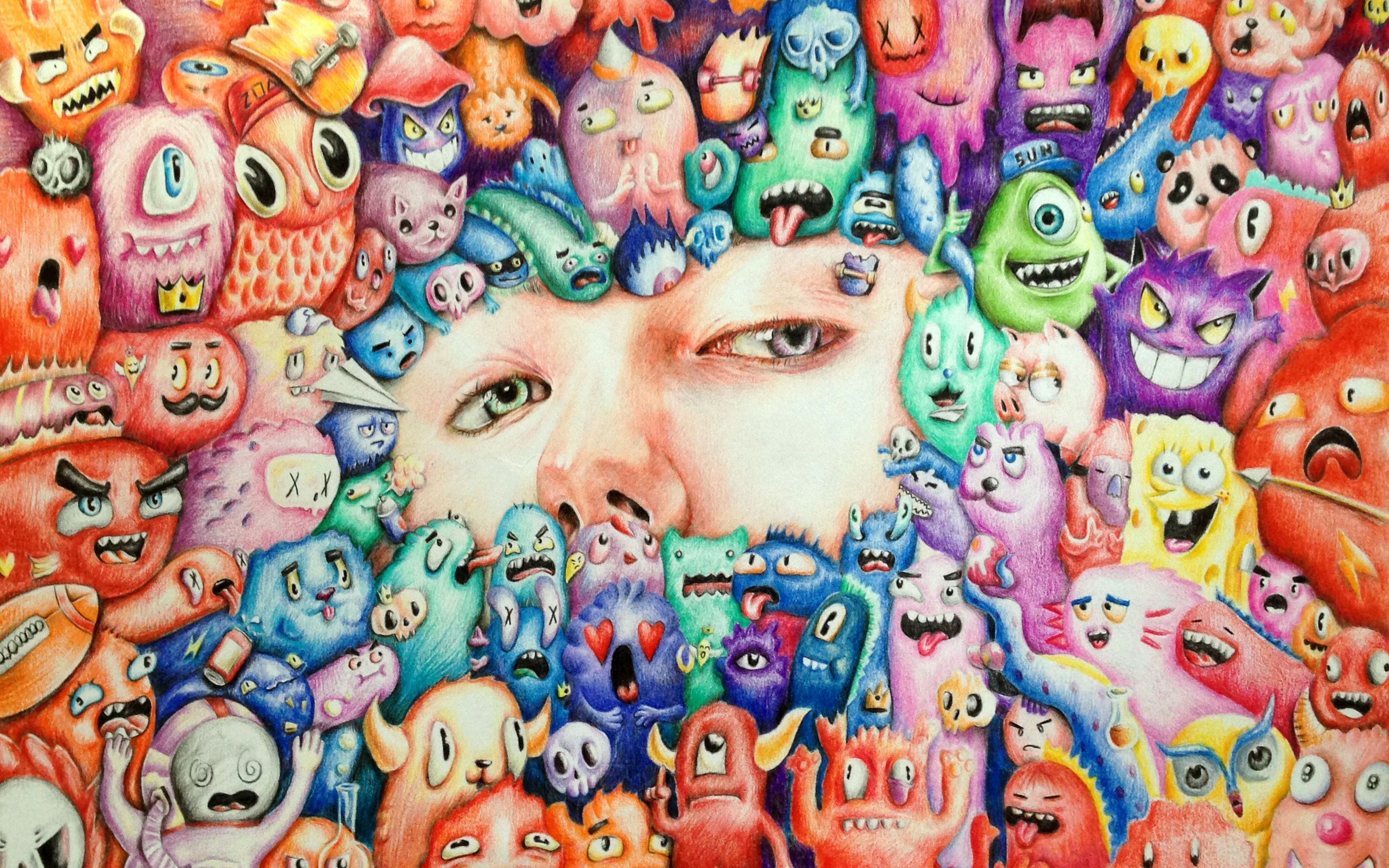 彩铅手绘怪兽_哔哩哔哩 (゜-゜)つロ 干杯~-bilibili