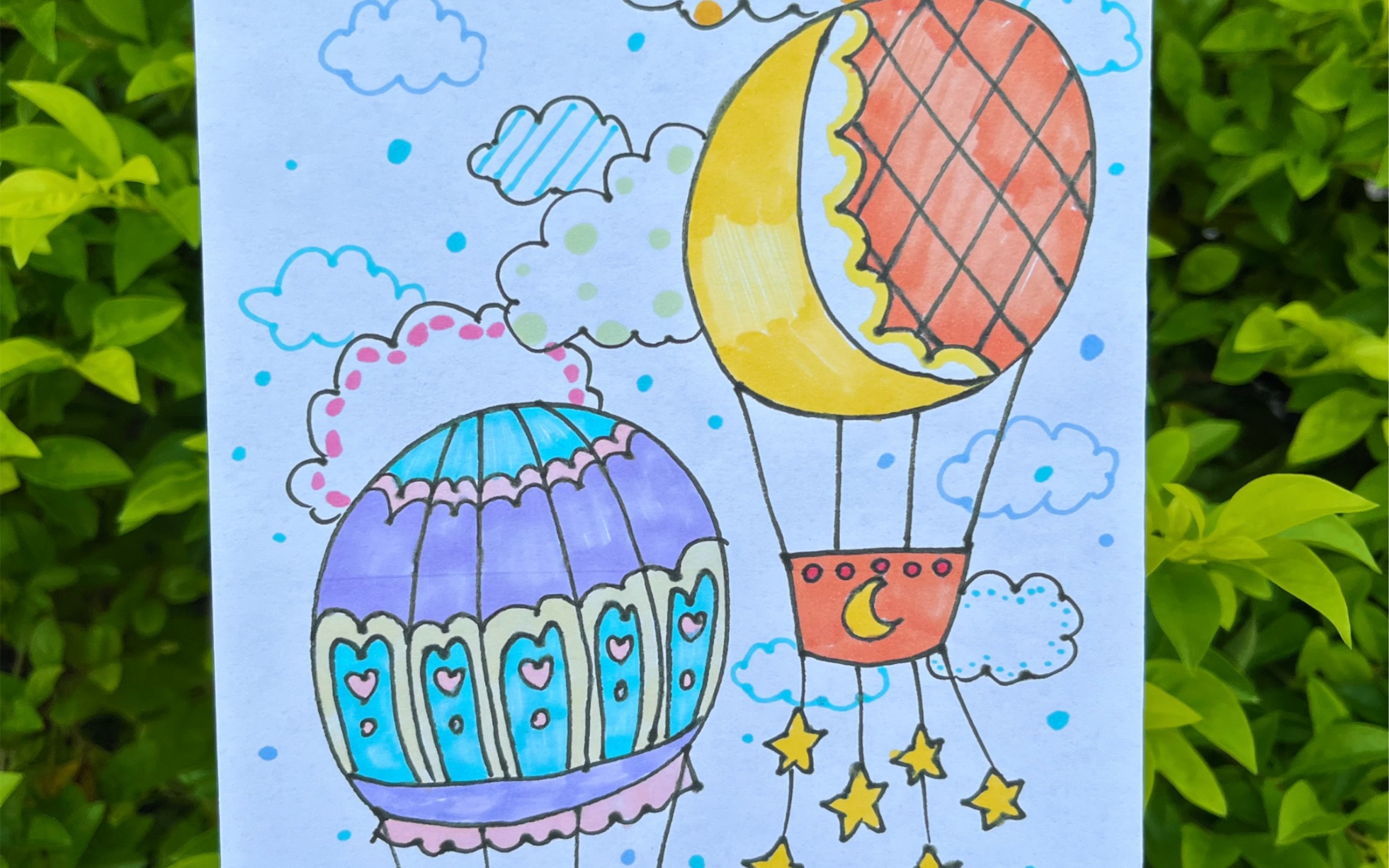 热气球简笔画画法图片