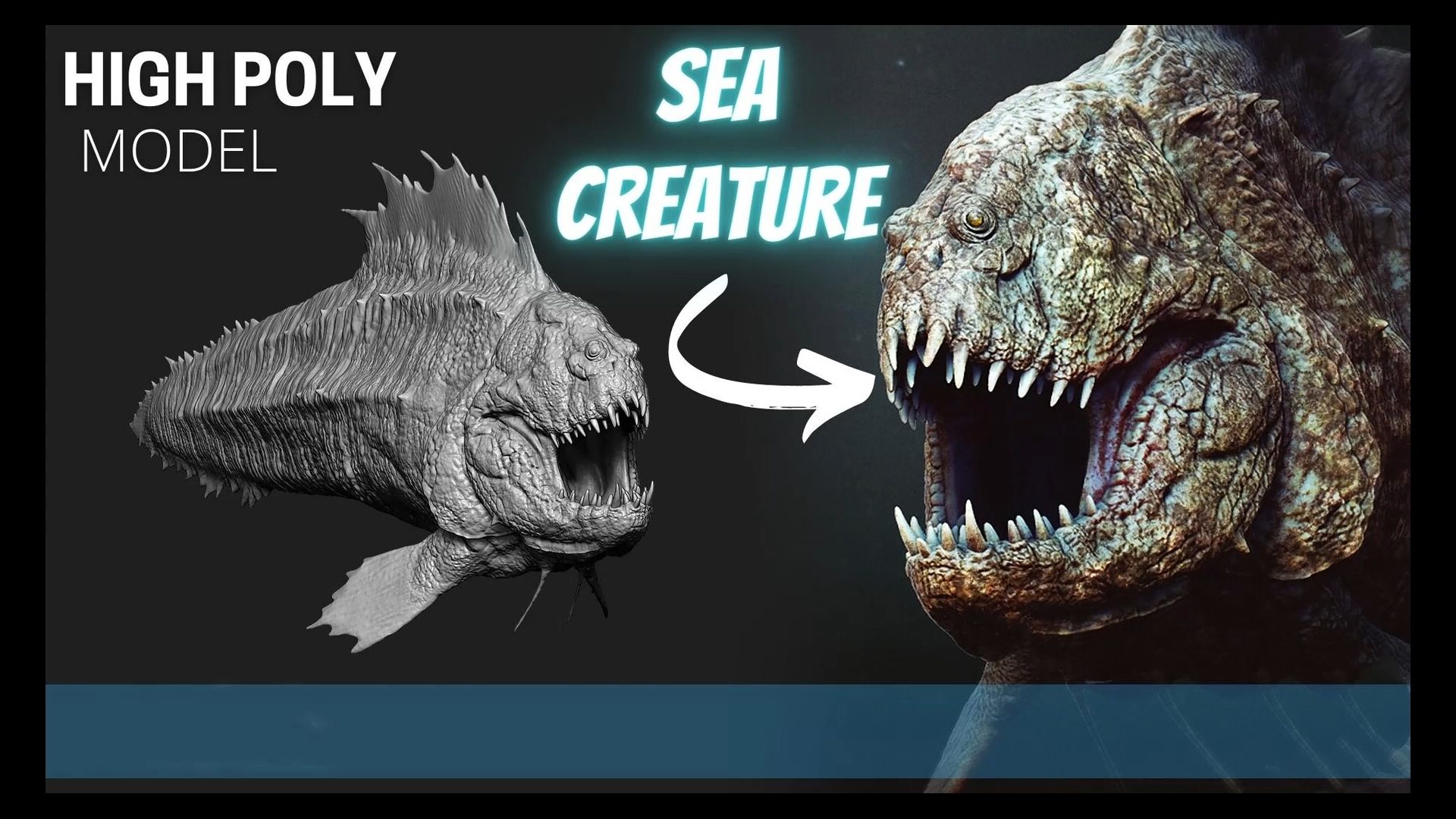 zbrush海洋生物深海鱼类3d模型变异巨鱼海洋鱼类生物怪物ztl模型