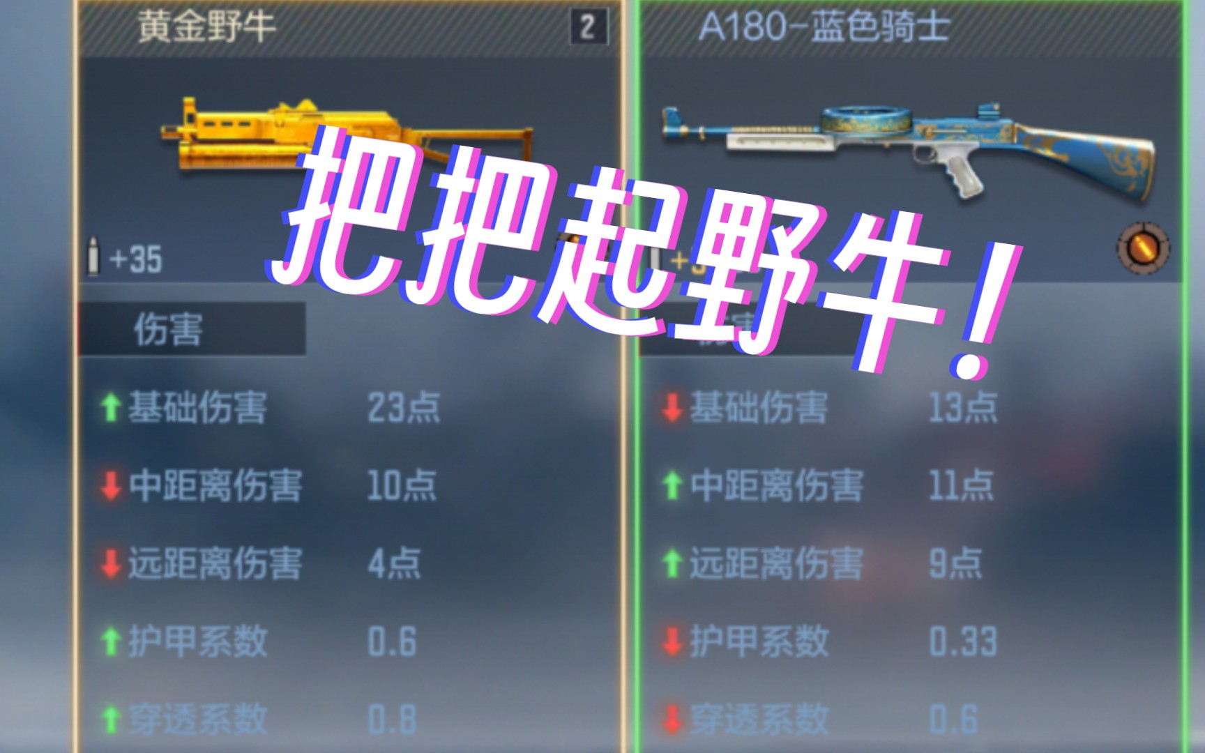 【cf手游】黄金野牛 伤害比a180低?