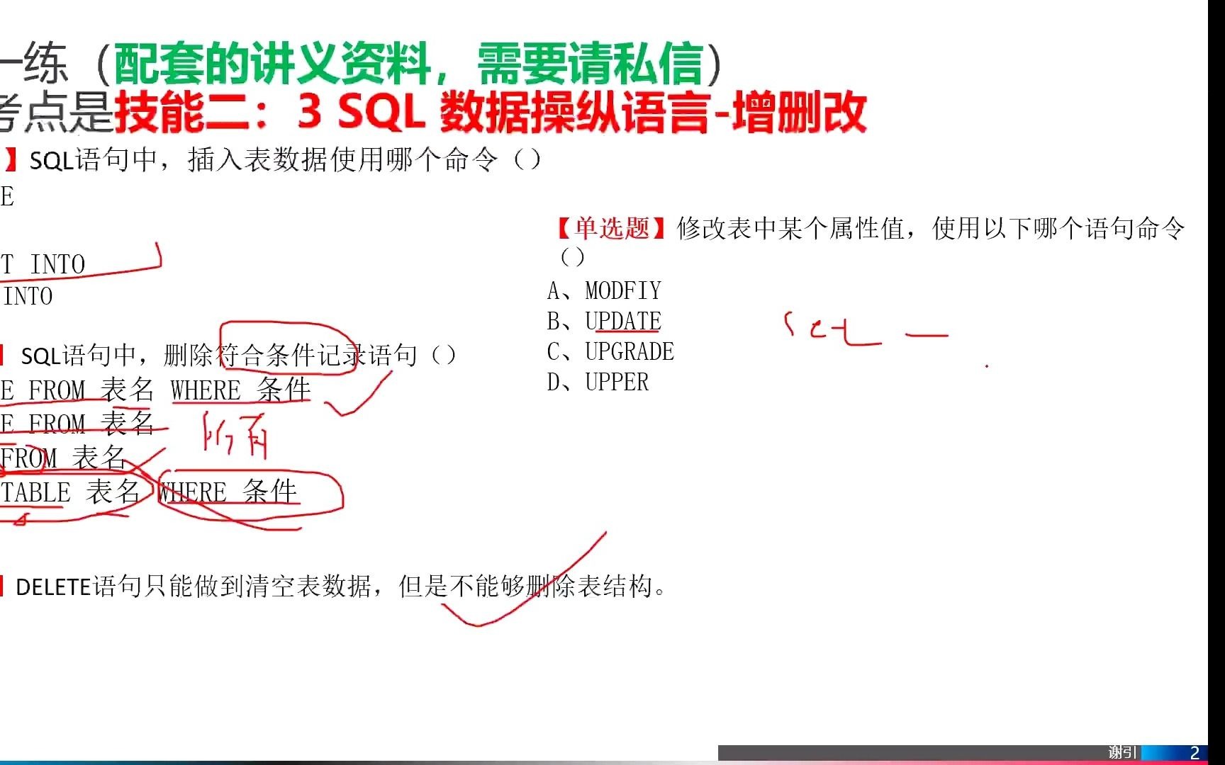 2022年计算机专转本 每日一练 2021年7月29日 技能二:3 SQL 数据操纵语言增删改哔哩哔哩bilibili