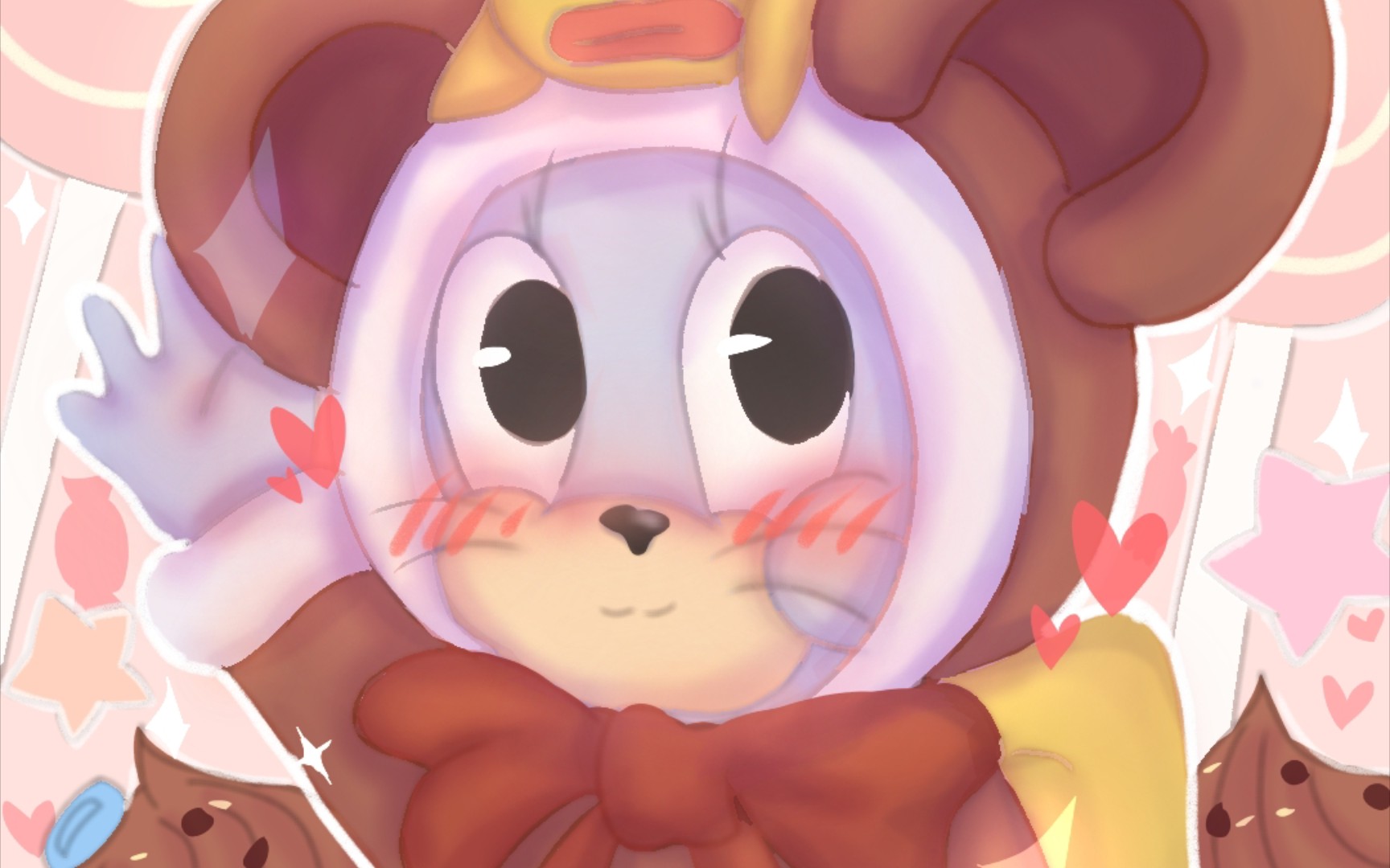 【猫和老鼠/指绘/泰菲】想让你每天都和可爱甜蜜相伴呐～(粉福评论区