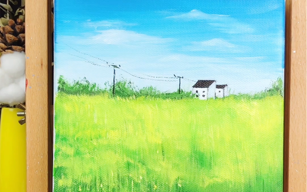 简单又好看的丙烯画~油菜花田!