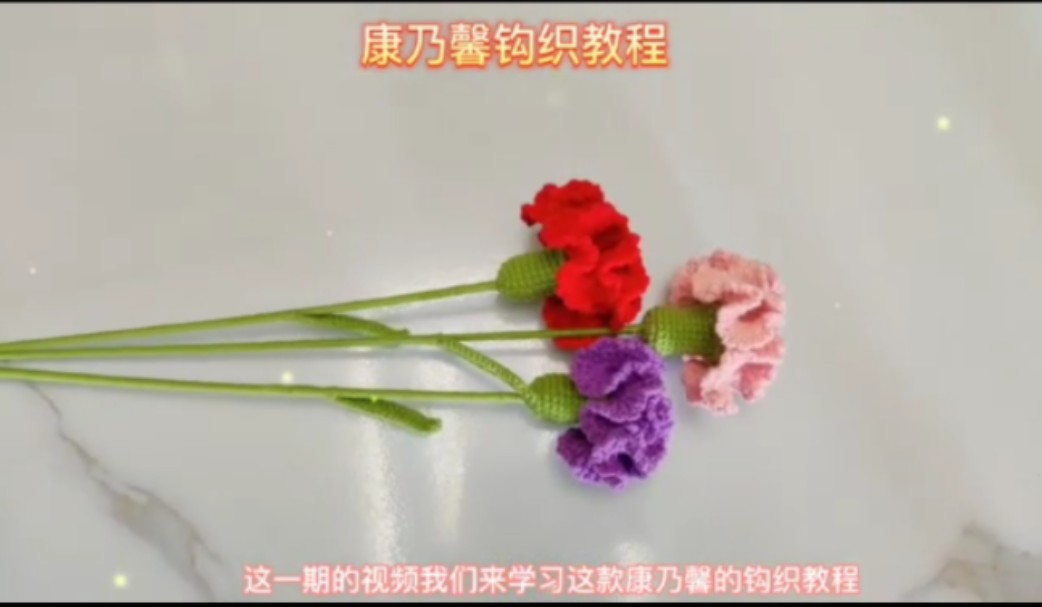 康乃馨花束钩织教程