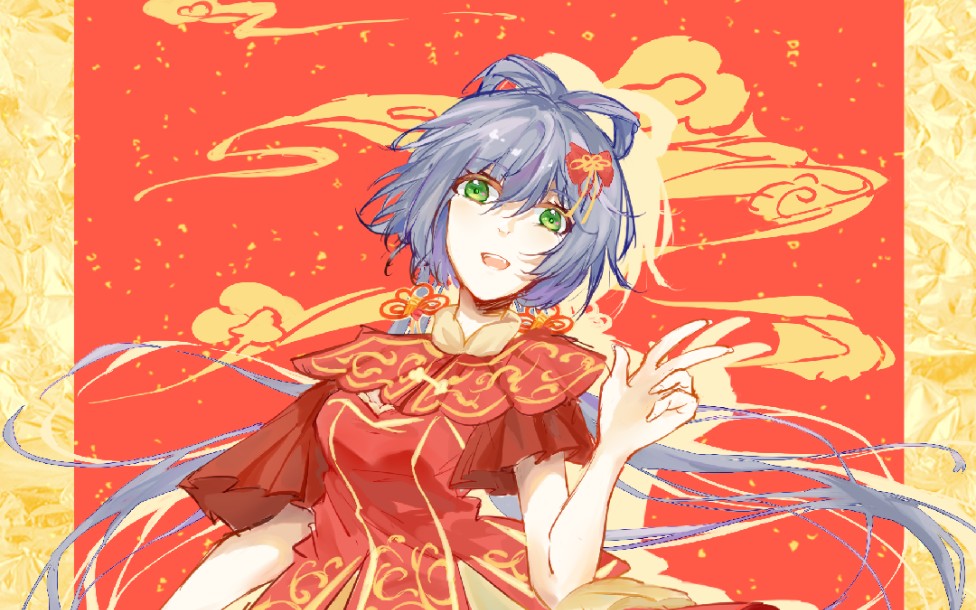 vc|洛天依|绘画★2022年的新年贺图 如虎添翼_哔哩哔哩_bilibili