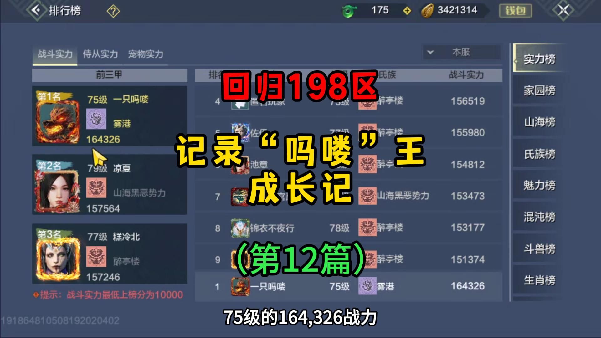 记录“吗喽”王成长记,第12篇(75级的16.43万战力)哔哩哔哩bilibili游戏实况