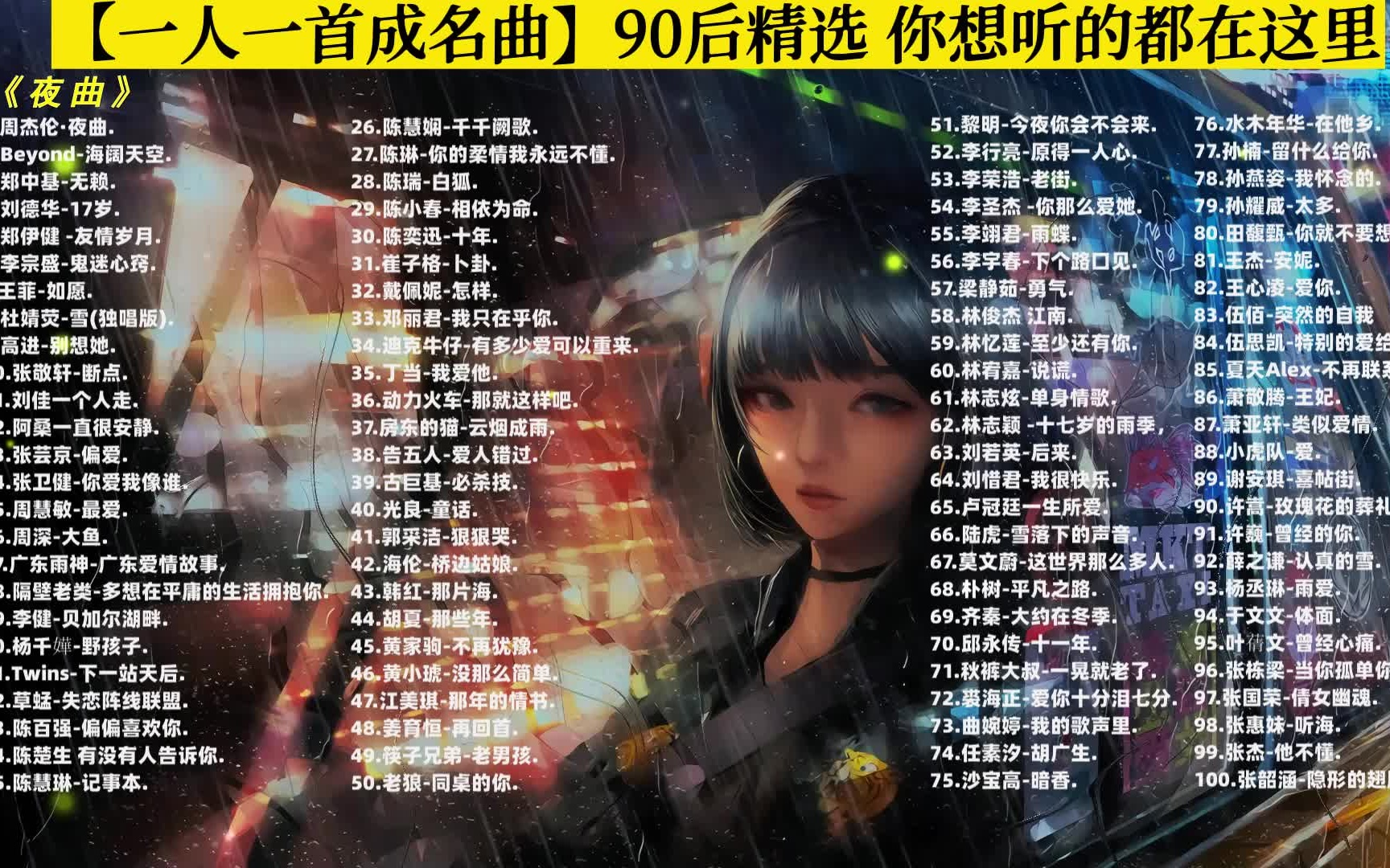 [图]【8090后那个年代的歌单】神仙打架的年代，一人一首成名曲，每一首都是经典都是超好听的！