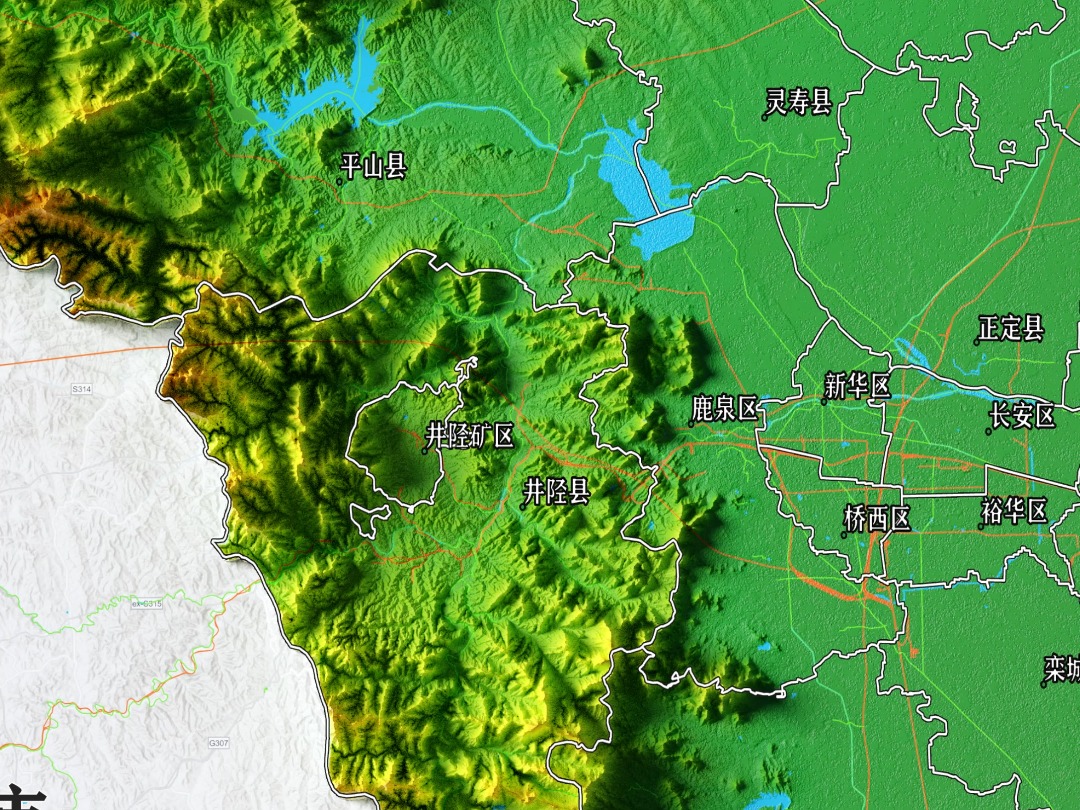 石家庄市地形图