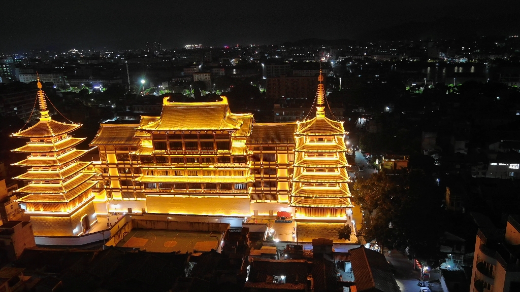 揭阳双峰寺进贤门学宫夜景航拍哔哩哔哩bilibili