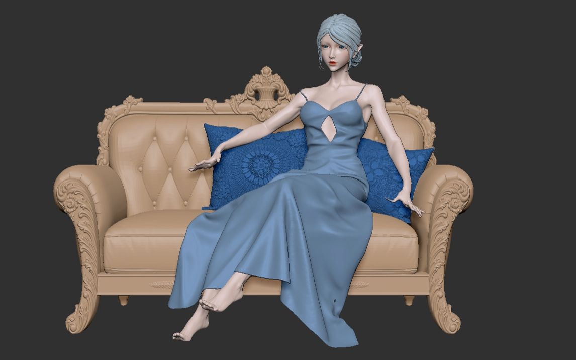 【zbrush教程】鬼刀冰公主人物模型製作教程,教你從零開始做老婆,打印