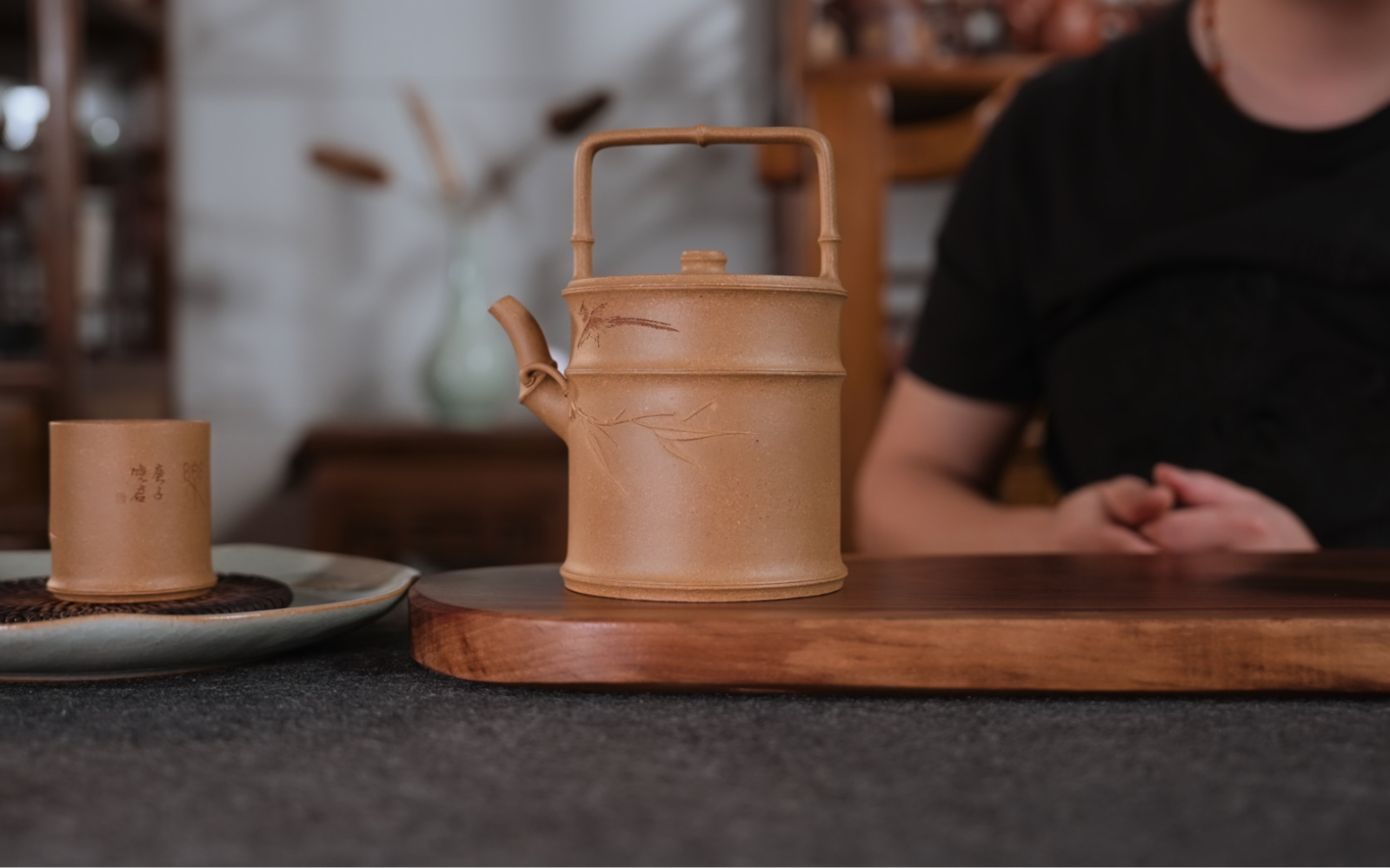 周小军老师竹节提梁壶,收藏级紫砂壶作品