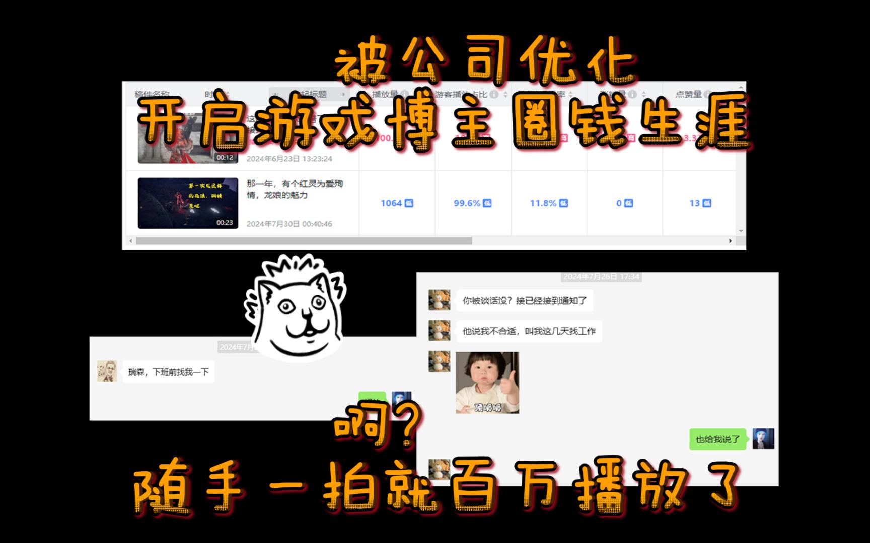被公司优化,开启游戏博主圈钱生涯哔哩哔哩bilibili