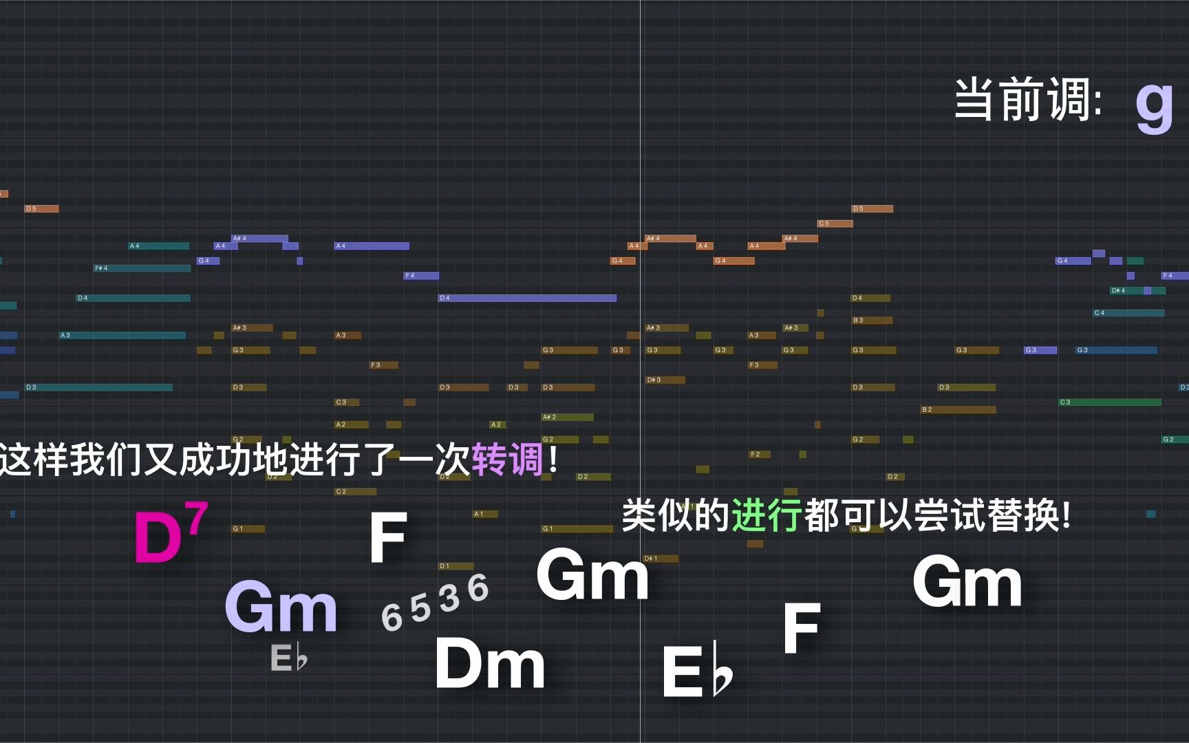 [图]【一百秒乐理】巧妙利用副属和弦 让近关系转调更加动听！ #16