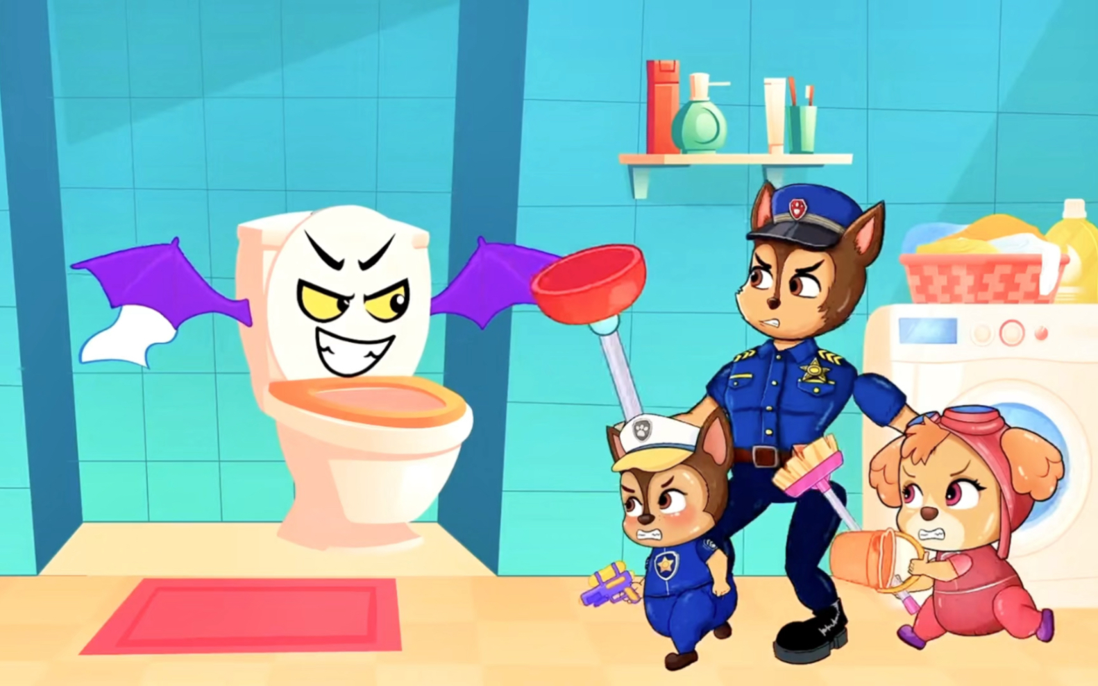 汪汪队动画:阿奇竟然把垃圾倒进了马桶里