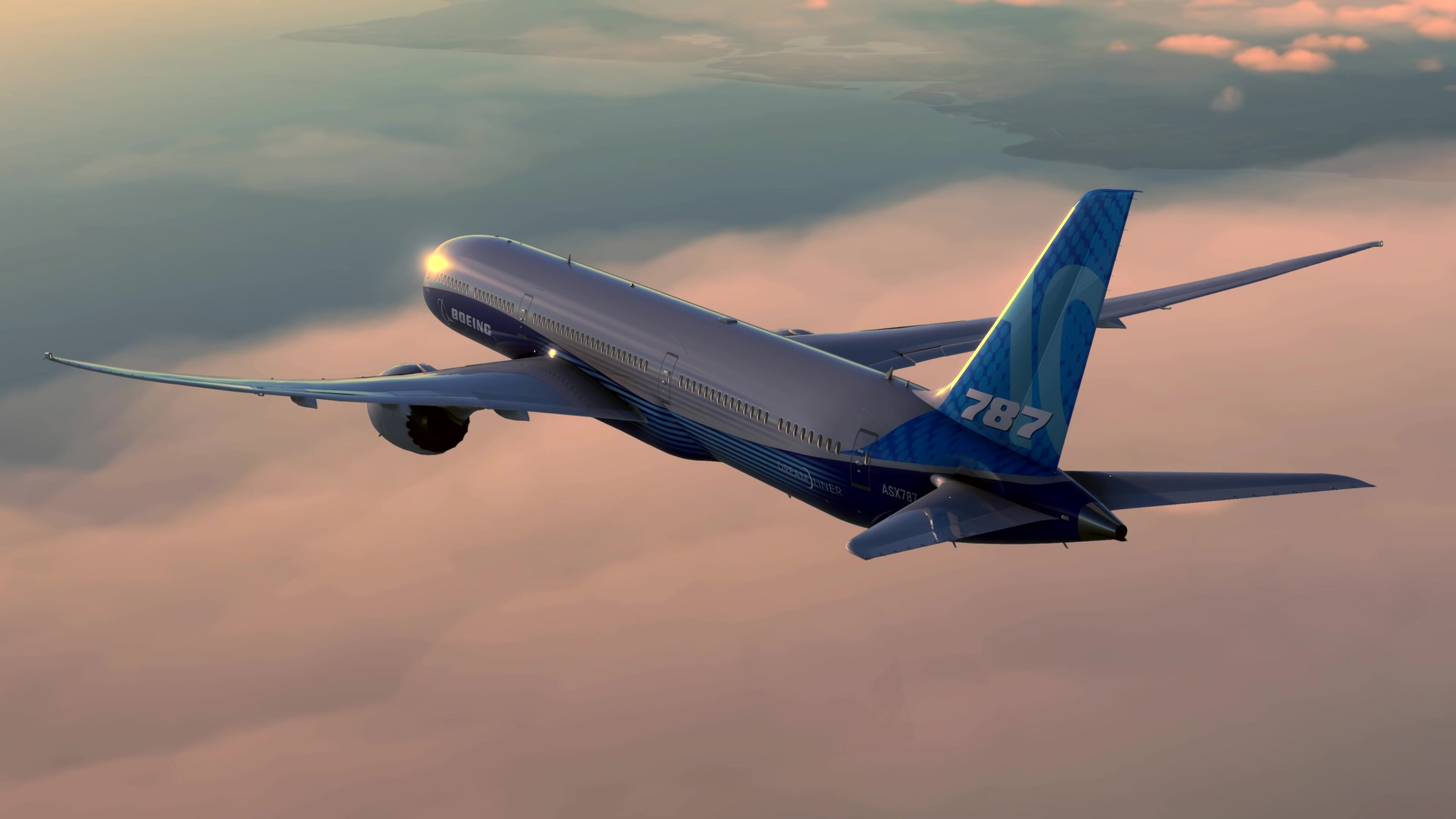 落日余晖驾驶波音78710降落夏威夷机场微软模拟飞行2020