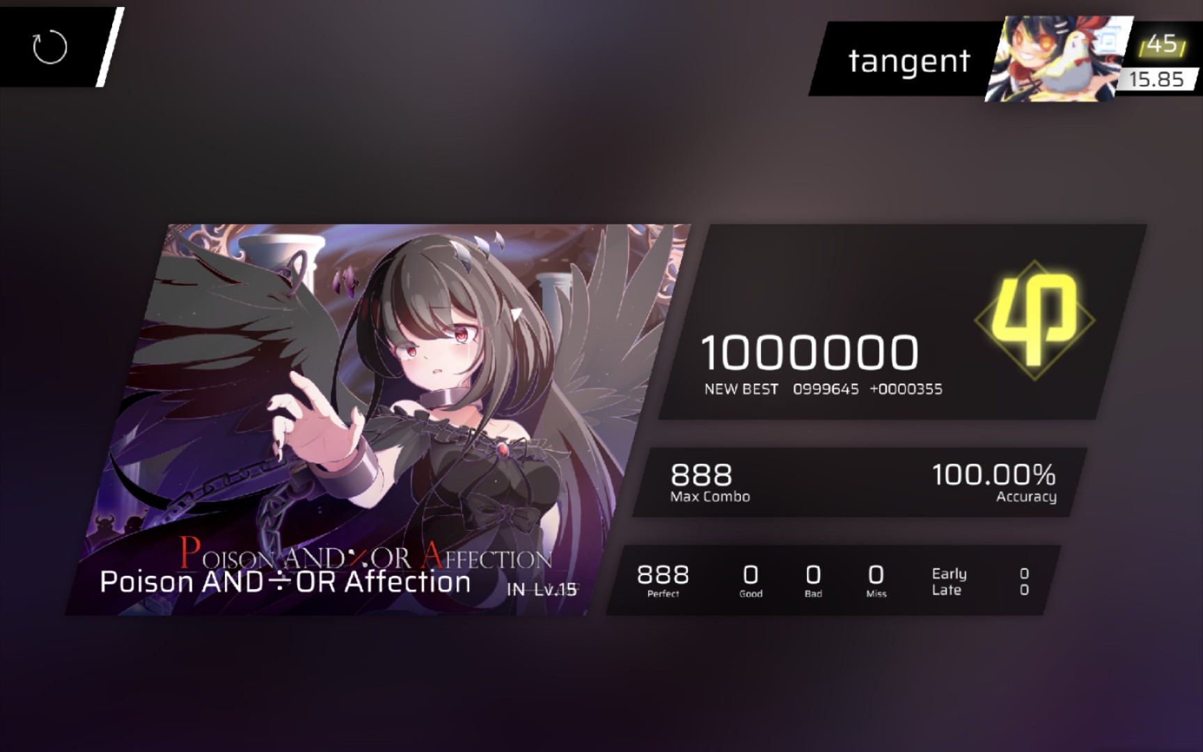 【phigros】poison and÷or affection (in lv.15) all perfect