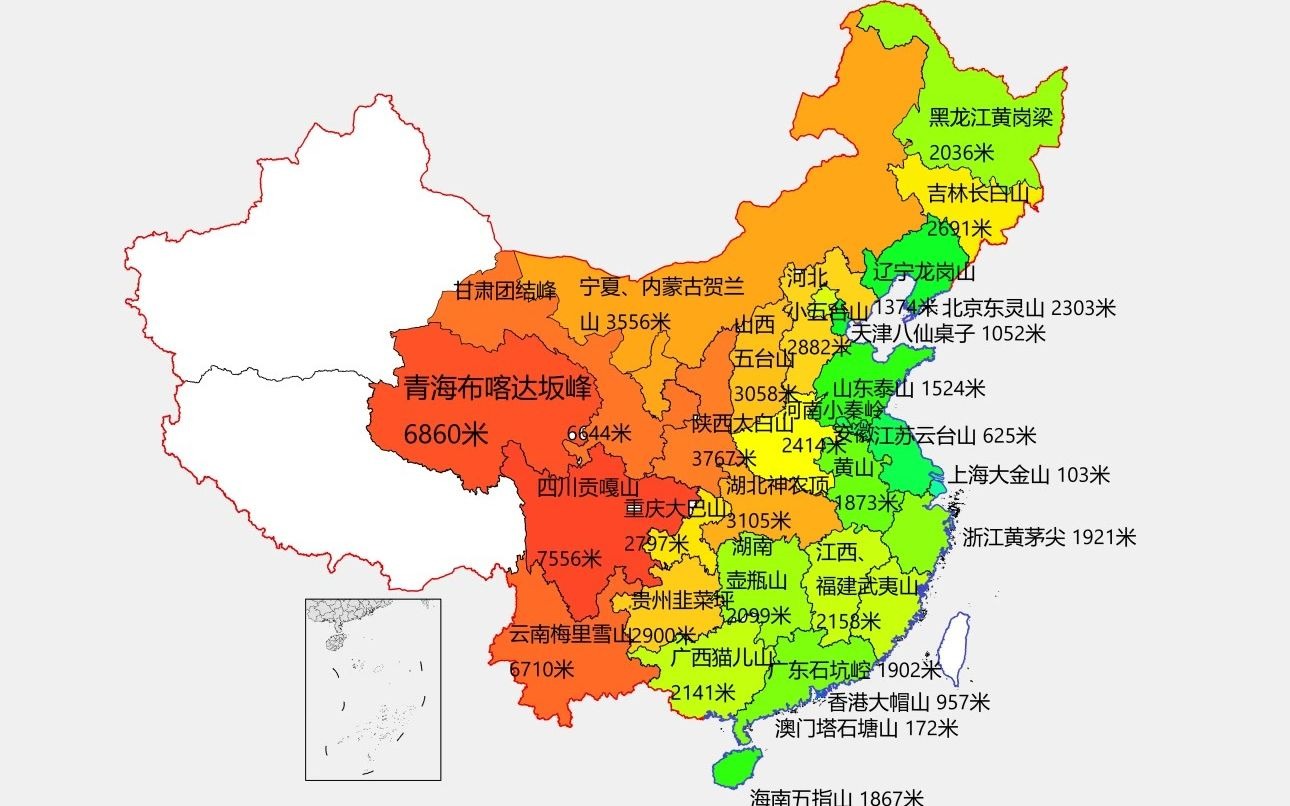 [图]中国各省、自治区、直辖市最高峰，你去过哪些？