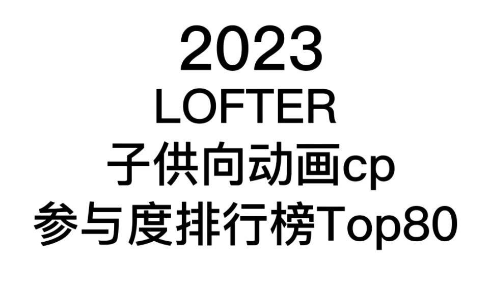 2023子供向動畫cp在lofter上的熱度排行榜