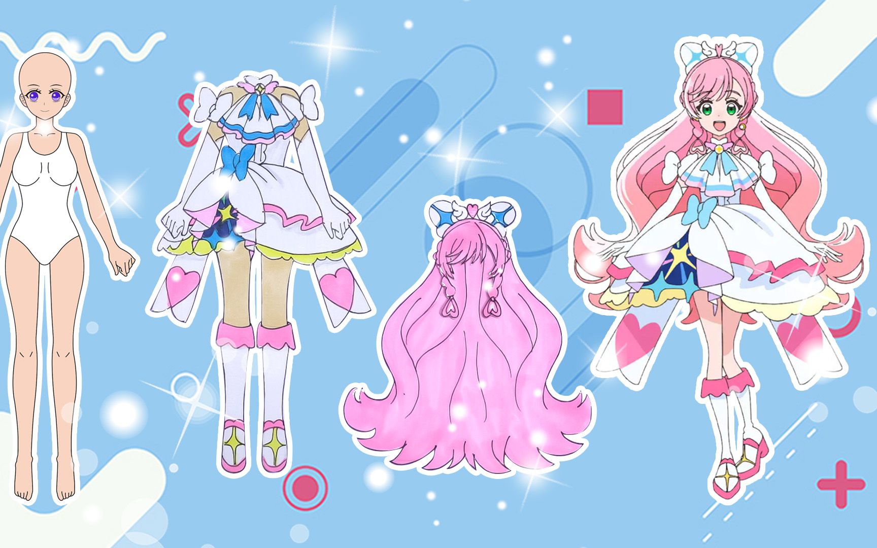 手工纸娃娃玩具:纸娃娃装扮,《光之美少女》棱镜天使装扮