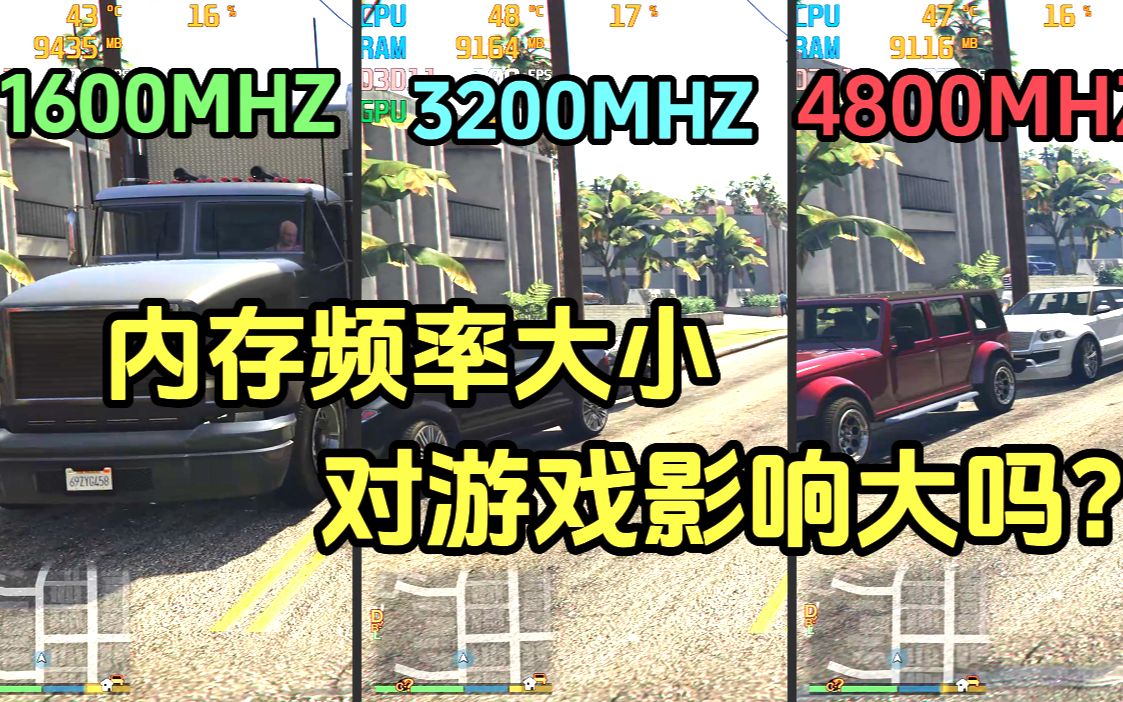 当显卡遇到瓶颈时,提升内存频率对游戏影响大吗? 1600MHZ/3200MHZ/4800MHZ游戏帧数差距大吗?哔哩哔哩bilibili