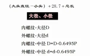 Download Video: 螺纹计算公式：锥度、大径、小径、牙高、螺距等